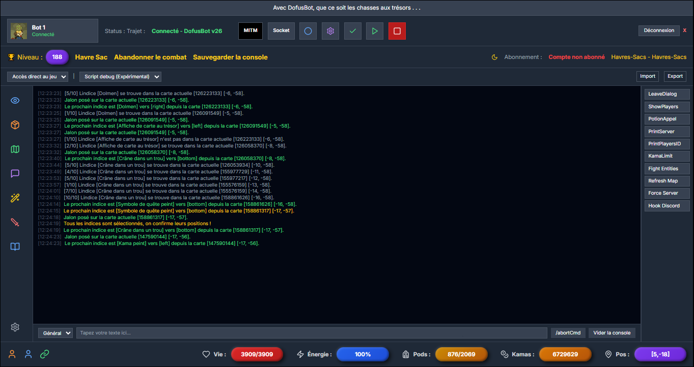 AstruBot Interface - Automation Features showing bot console, real-time monitoring, and complete automation controls
